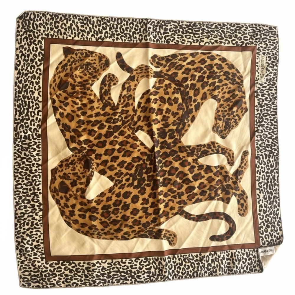 YSL leopard print silk scarf